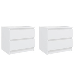 Tables de chevet 2 pcs Blanc 50x39x43,5 cm Aggloméré