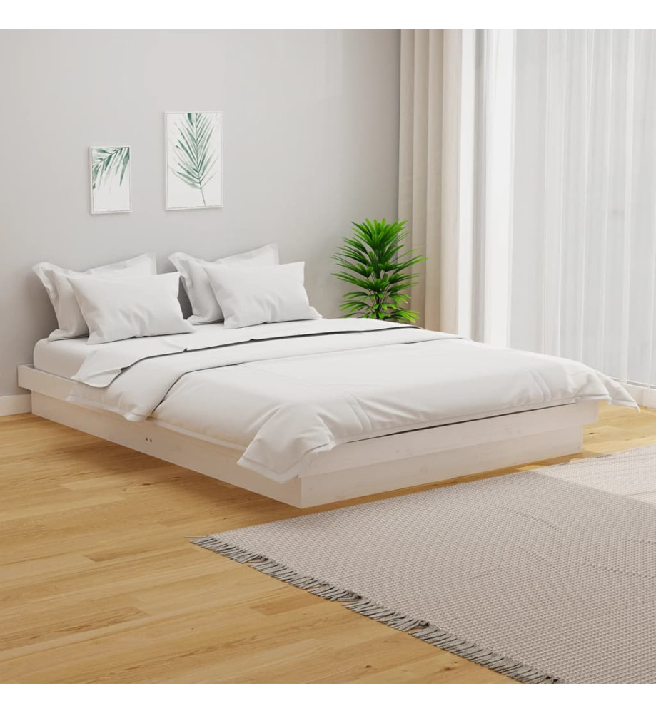 Cadre de lit blanc bois massif 120x190 cm petit double Cadre de lit blanc bois massif 120x190 cm petit double