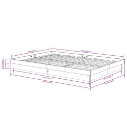 Cadre de lit blanc bois massif 120x190 cm petit double