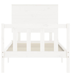 Cadre de lit avec tête de lit blanc 90x200 cm bois massif