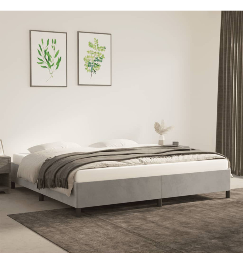 Cadre de lit Gris clair 200x200 cm Velours Cadre de lit Gris clair 200x200 cm Velours
