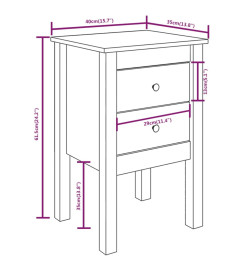 Table de chevet Blanc 40x35x61,5 cm Bois de pin massif