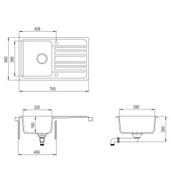 Évier de cuisine Granit Seul lavabo Beige