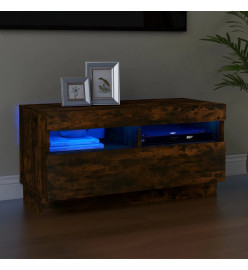 Meuble TV avec lumières LED chêne fumé 80x35x40 cm