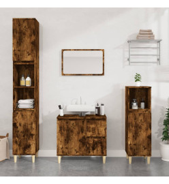 Armoire de bain chêne fumé 65x33x60 cm bois d'ingénierie