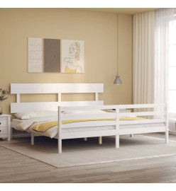 Cadre de lit avec tête de lit blanc 200x200 cm bois massif