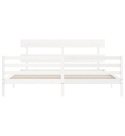 Cadre de lit avec tête de lit blanc 200x200 cm bois massif