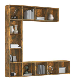 Ensemble bibliothèque/meuble TV 3 pcs Chêne fumé 180x30x180 cm