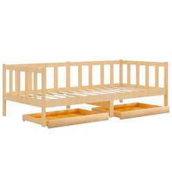 Lit de repos avec tiroirs 90x200 cm Bois de pin massif