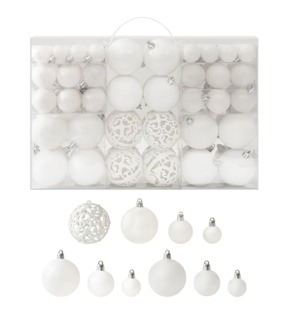 Ensemble de boules de Noël 100 pcs Blanc