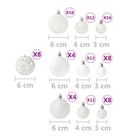 Ensemble de boules de Noël 100 pcs Blanc