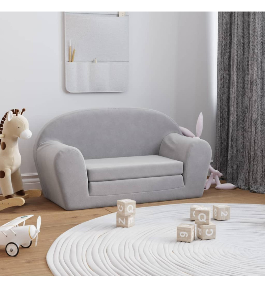 Canapé-lit pour enfants à 2 places Gris clair Peluche douce