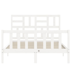 Cadre de lit avec tête de lit blanc 140x190 cm bois massif