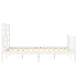 Cadre de lit avec tête de lit blanc 140x190 cm bois massif