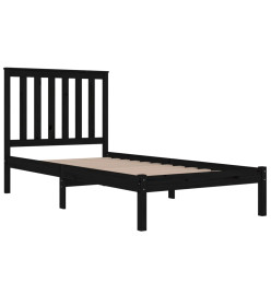 Cadre de lit Noir Bois de pin massif 90x200 cm