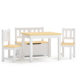 Ensemble de table et chaises enfants 4 pcs Blanc et beige MDF