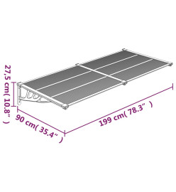 Auvent de porte Noir et transparent 199x90 cm Polycarbonate