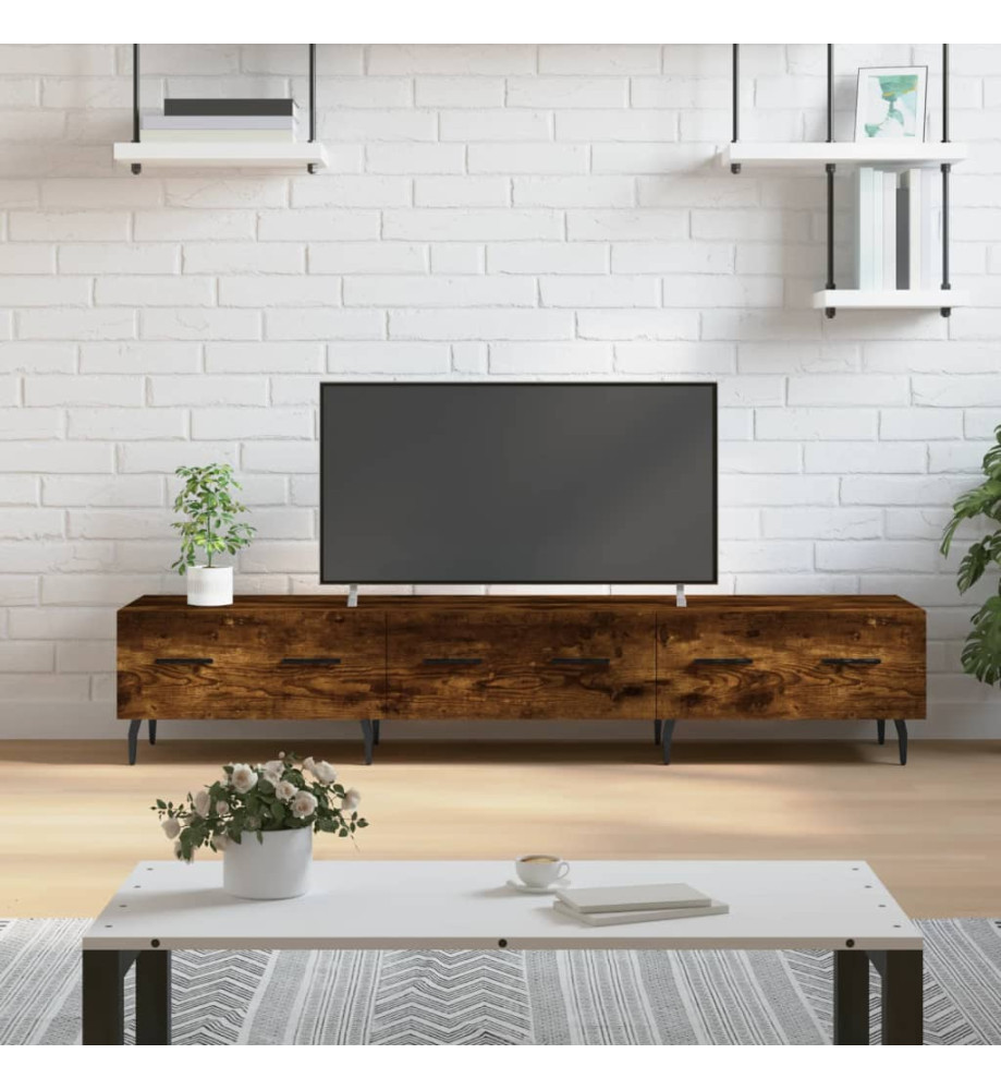 Meuble TV chêne fumé 150x36x30 cm bois d'ingénierie