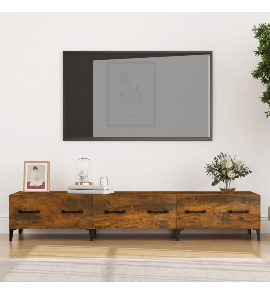 Meuble TV Chêne fumé 150x34,5x30 cm Bois d'ingénierie