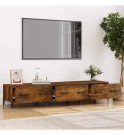 Meuble TV Chêne fumé 150x34,5x30 cm Bois d'ingénierie