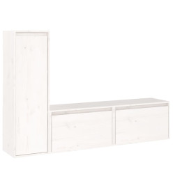 Meubles TV 3 pcs Blanc Bois massif de pin