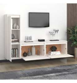 Meubles TV 3 pcs Blanc Bois massif de pin