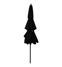 Parasol à 3 niveaux avec mât en aluminium Noir 3 m