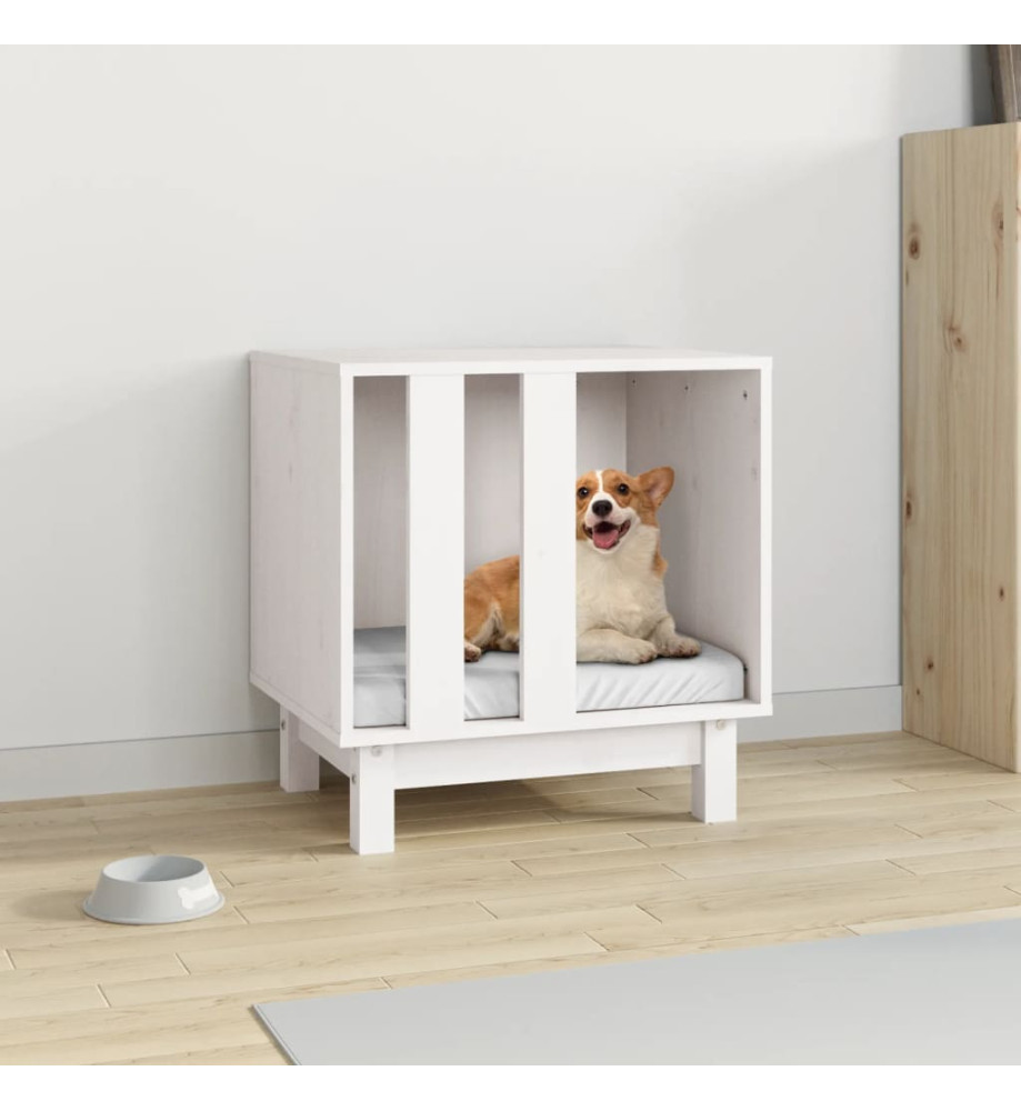 Niche pour chien Blanc 50x40x52 cm Bois de pin massif