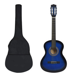 Jeu de guitare classique d'enfant et débutant 8pcs Bleu 3/4 36"