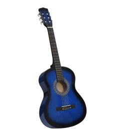 Jeu de guitare classique d'enfant et débutant 8pcs Bleu 3/4 36"