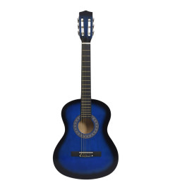 Jeu de guitare classique d'enfant et débutant 8pcs Bleu 3/4 36"