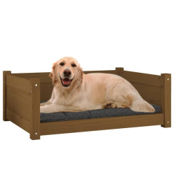 Lit pour chien Marron miel 75,5x55,5x28 cm Bois de pin solide