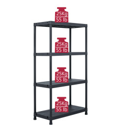 Étagères de rangement 2 pcs Noir 60x30x138 cm Plastique