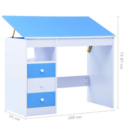 Bureau pour enfants Inclinable Bleu et blanc