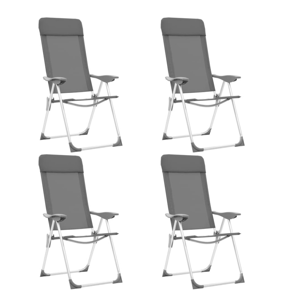 Chaises de camping pliables 4 pcs Gris Aluminium