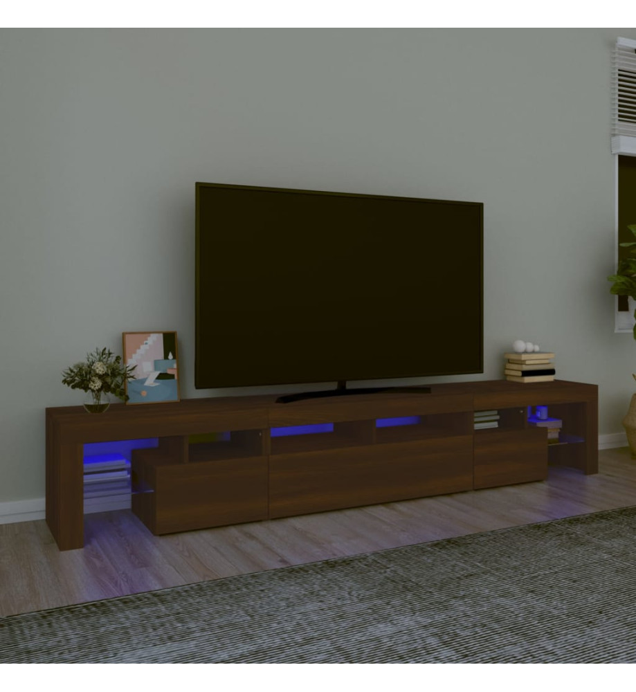 Meuble TV avec lumières LED Chêne marron 230x36,5x40 cm