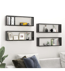 Étagères cube murales 4 pcs Noir 80x15x26,5 cm Aggloméré