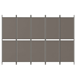 Cloison de séparation 5 panneaux Anthracite 250x180 cm Tissu