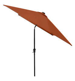 Parasol avec LED et mât en acier Terre cuite 2x3 m