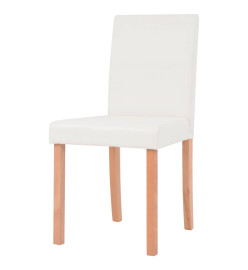 Table et chaises 5 pcs Cuir synthétique Chêne Couleur crème