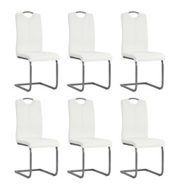 Chaises à manger cantilever lot de 6 blanc similicuir