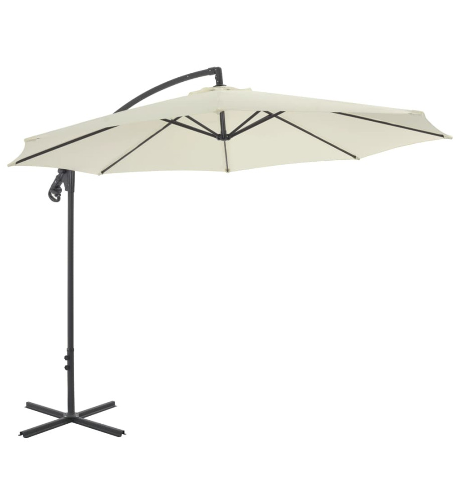 Parasol en porte-à-faux avec poteau en acier 300 cm Sable