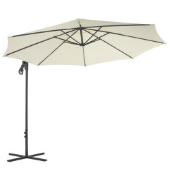 Parasol en porte-à-faux avec poteau en acier 300 cm Sable