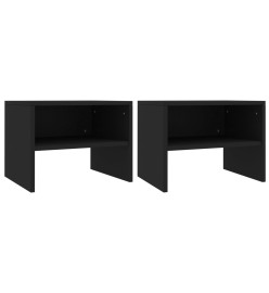 2 pcs Tables de chevet Noir 40 x 30 x 30 cm Aggloméré