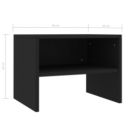 2 pcs Tables de chevet Noir 40 x 30 x 30 cm Aggloméré