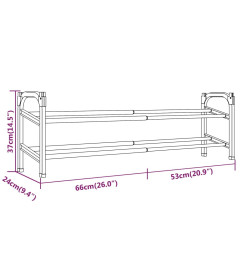 Meuble à chaussures extensible avec 2 étagères 119x24x37 cm