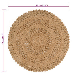 Tapis Jute tressé à la main 90 cm Rond