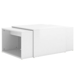 Tables basses gigognes 3pcs Blanc brillant 60x60x38cm Aggloméré