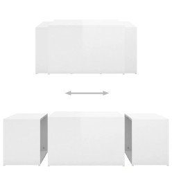 Tables basses gigognes 3pcs Blanc brillant 60x60x38cm Aggloméré