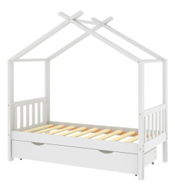 Cadre de lit enfant avec tiroir blanc pin massif 80x160 cm